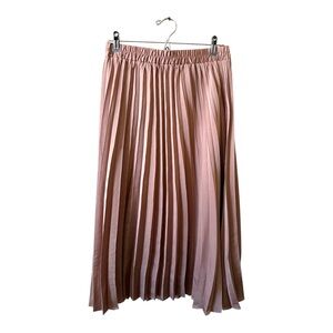 Sadie & Love XL Pleated Midi Skirt Blush Pink Accordion Elastic Waist Flowy